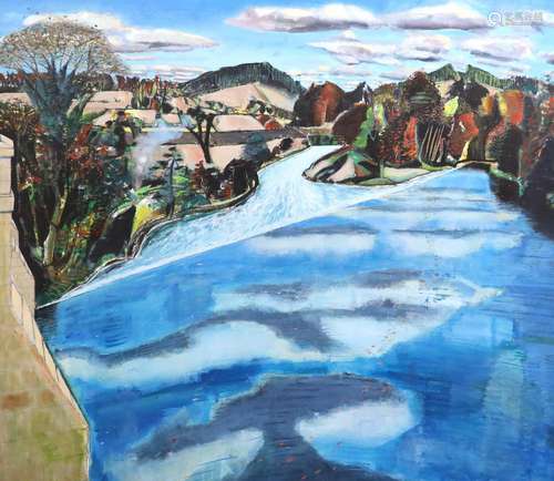 Keith Grant (b.1930), 'Chollerford Weir', 1980, Oi...