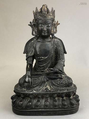 Statuette de Bouddha Amitayus en bronze ancienneme…