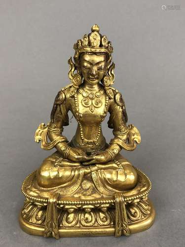 Statuette de Tara en bronze doré et ciselé, certai…