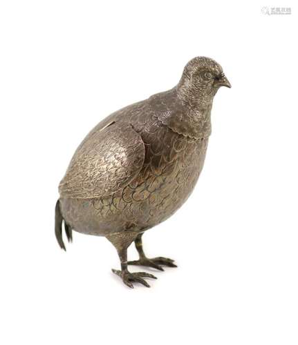 A late Victorian silver free-standing model of a grouse