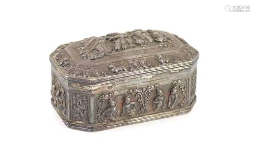 A Burmese embossed silver octagonal box and cover