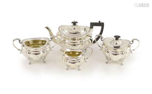 A late Victorian four-piece silver tea set comprising teapot...