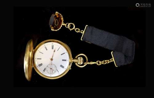 An 18ct gold full hunter keyless lever pocket watch, having ...