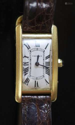 A lady's French 18ct gold Cartier Tank Americaine manua...