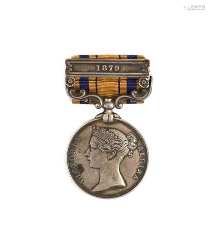 A South Africa medal with 1879 clasp to 1888 Bombr J. Borber...