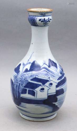 Vase gousse d'ail en porcelaine à décor de paysage…
