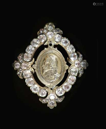 A Victorian paste and silver brooch inset with a portrait of...