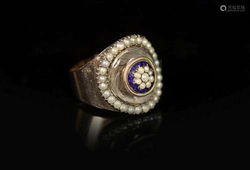 A Victorian gold, enamel seed pearl and rock crystal set ova...