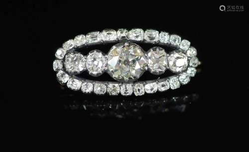 A Victorian gold, silver and graduated old cut diamond set o...