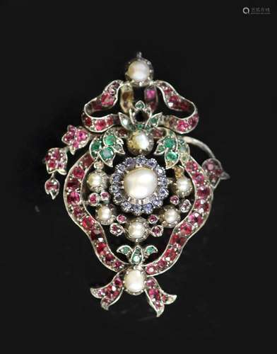 A 19th century Austro Hungarian silver and gold, ruby, sapph...