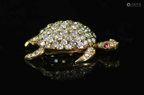 A mid to late 20th century French 18kt gold and pave set dia...