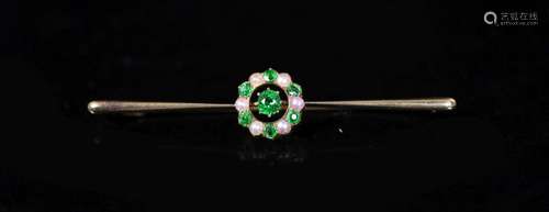 An early to mid 20th century gold, demantoid garnet and seed...