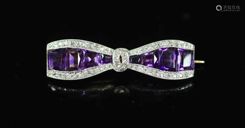 A 20th century gold and platinum, amethyst and millegrain di...