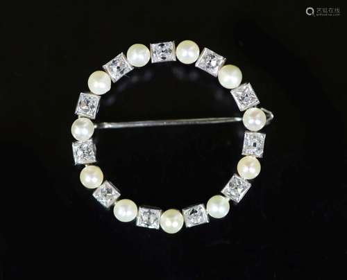 A mid 20th century French Cartier 18ct gold, pearl and diamo...