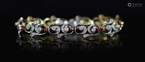 A 1940's/1950's gold and platinum, ruby and diamon...