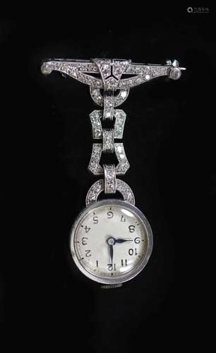 A lady's 1940's platinum and millegrain diamond se...