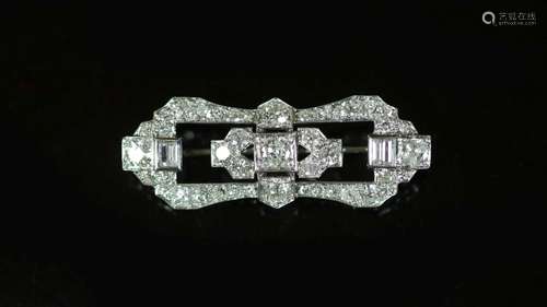 A 1940's/1950's platinum and diamond cluster set o...