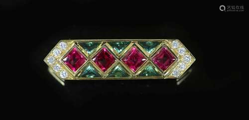 A 20th century Continental 18ct gold, two colour tourmaline?...