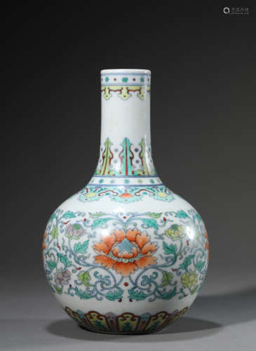 A Chinese Porcelain Doucai Interlock Branches Vase Marked Yo...