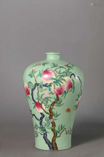 A Chinese Porcelain Famille-Rose Meiping Vase Marked Yong Zh...