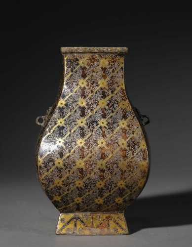 A Chinese Gold and Silver Inlaid Bronze Vase