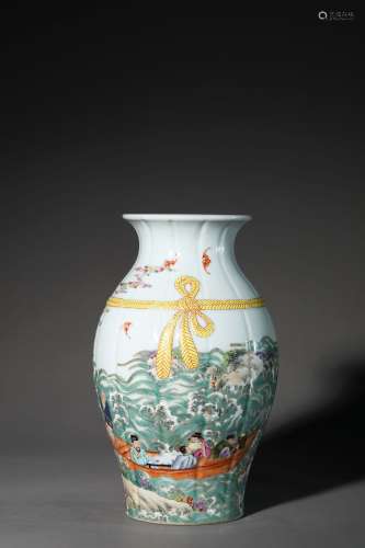 A Chinese Porcelain Famille-Rose Mountain and River Vase Mar...