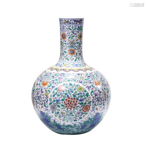 A Chinese Porcelain Doucai Interlock Branches Vase Marked Qi...