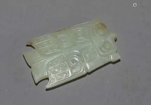 A Chinese Jade Beast Mask Pendant