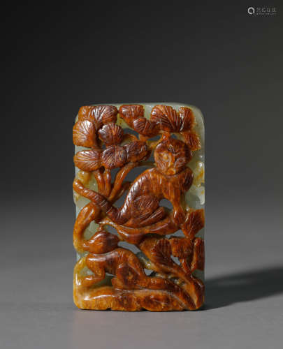 A Chinese Jade Monkey Ornament