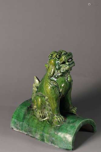 A Chinese Porcelain Green-Glazed Beast