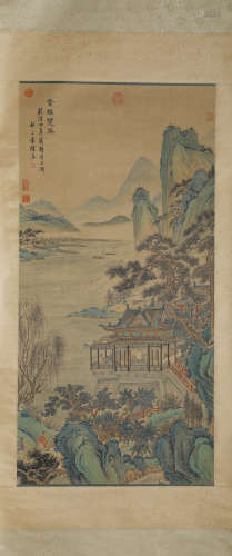 A Chinese Scroll Painting of Mountains and Rivers by Yuan Ya...