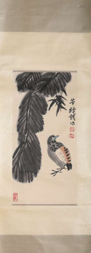 A Chinese Scroll Painting of a Bird by Li Ku Chan