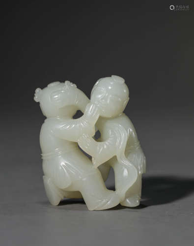 A Chinese White Jade Child Ornament