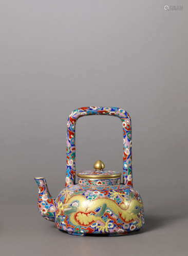 A Chinese Porcelain Famille-Rose Gilt-Inlaid Kettle Marked Q...