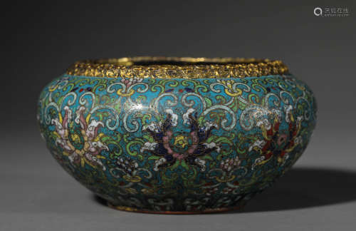 A Chinese Cloisonne Enamel Interlock Branches Bowl Marked Qi...