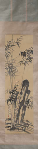 A Chinese Scroll Painting of Bamboos by Li Qing Jiang