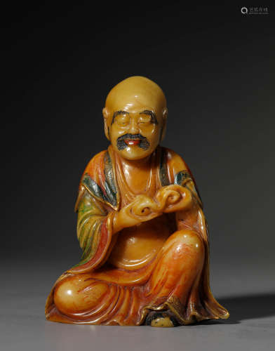A Chinese Soapstone Luo Han Carving