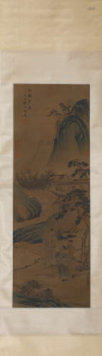 A Chinese Scroll Painting of Three VIsits by Jin Ting Biao