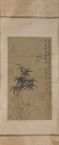 A Chinese Scroll Painting of Bamboos by Zheng Ban Qiao