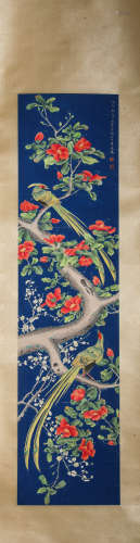 A Chinese Scroll Painting of Birds by Jiang Ting Xi