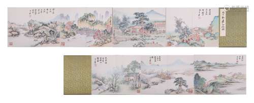 A Chinese Scroll Painting of Mountains and Rivers by Zhang D...