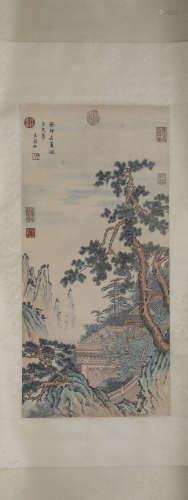 A Chinese Scroll Painting of a Story by Wang Shi Min