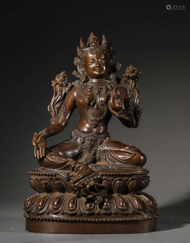 A Chinese Bronze Avalokiteshvara Statue