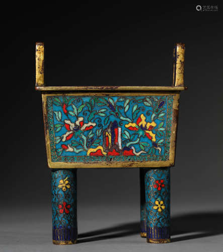 A Chinese Cloisonne Enamel Vase, Ding