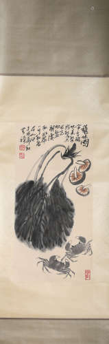 A Chinese Scroll Painting of Crabs by Li Ku Chan