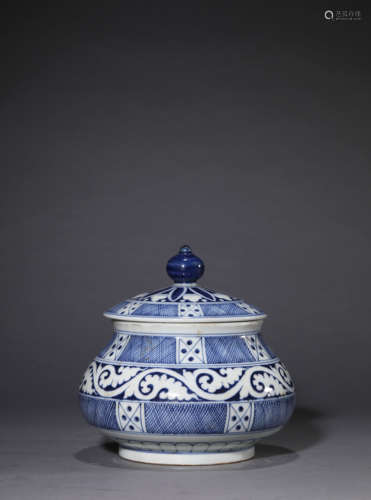 A Chinese Porcelain Blue and White Jar and Cover Marked Yong...