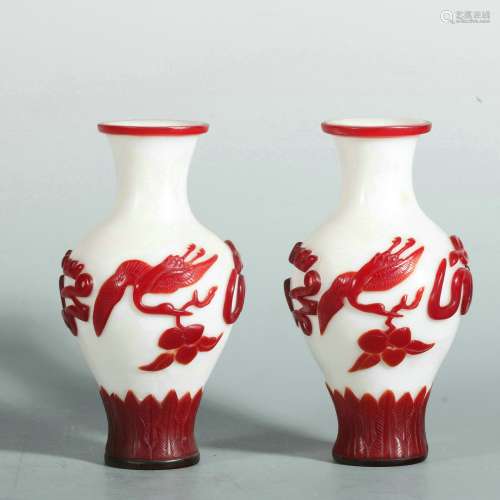 A Pair Of Glass Vases, China