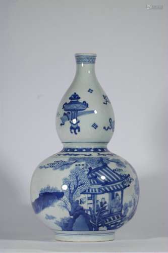 Blue And White Porcelain Gourd Bottle, China