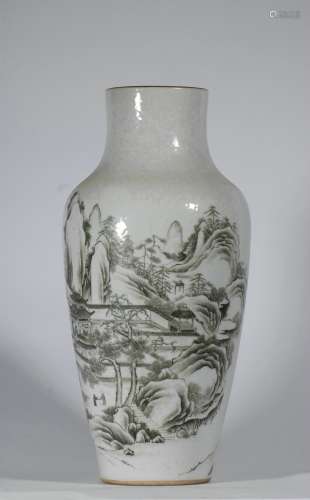 White Glazed Porcelain Ink Color Vase, China