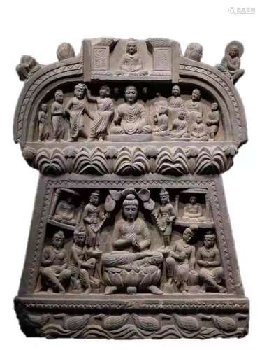 Gandhara Style Carved Limestone Buddha Tells a Story